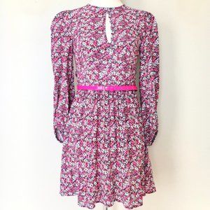 Banana Republic Hot Pink Mini Floral Fit & Flare Dress 00P